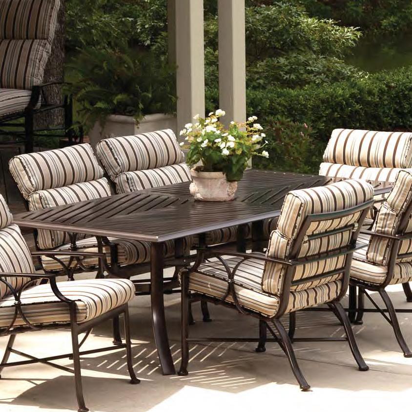 Winston Cast Aluminum Tables 84" Rectangular Cast Aluminum Slat Table Malouf Furniture Co